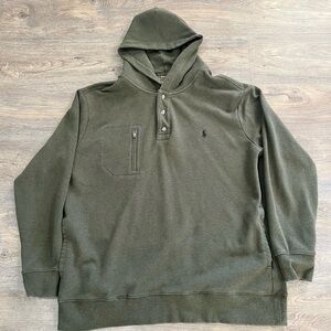 Men's Green Pullover Polo Ralph Lauren Tech Hoodie - Sz XL Tall
